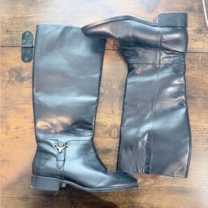 Etienne Aigner Black Leather Knee-High Riding Boots